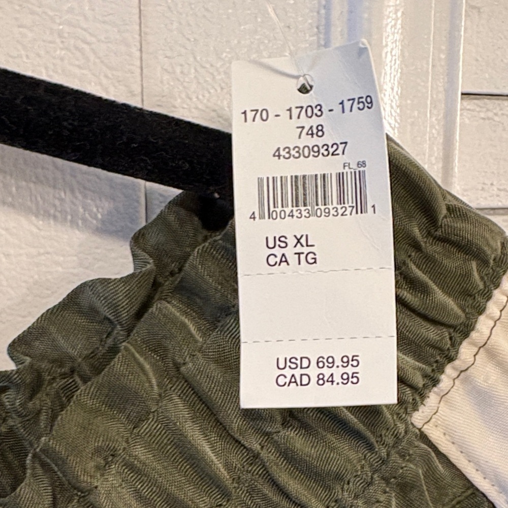 Women’s Olive Green Wide-Leg Silky Track Pants with Cream Side Stripe - Picture 4 of 4